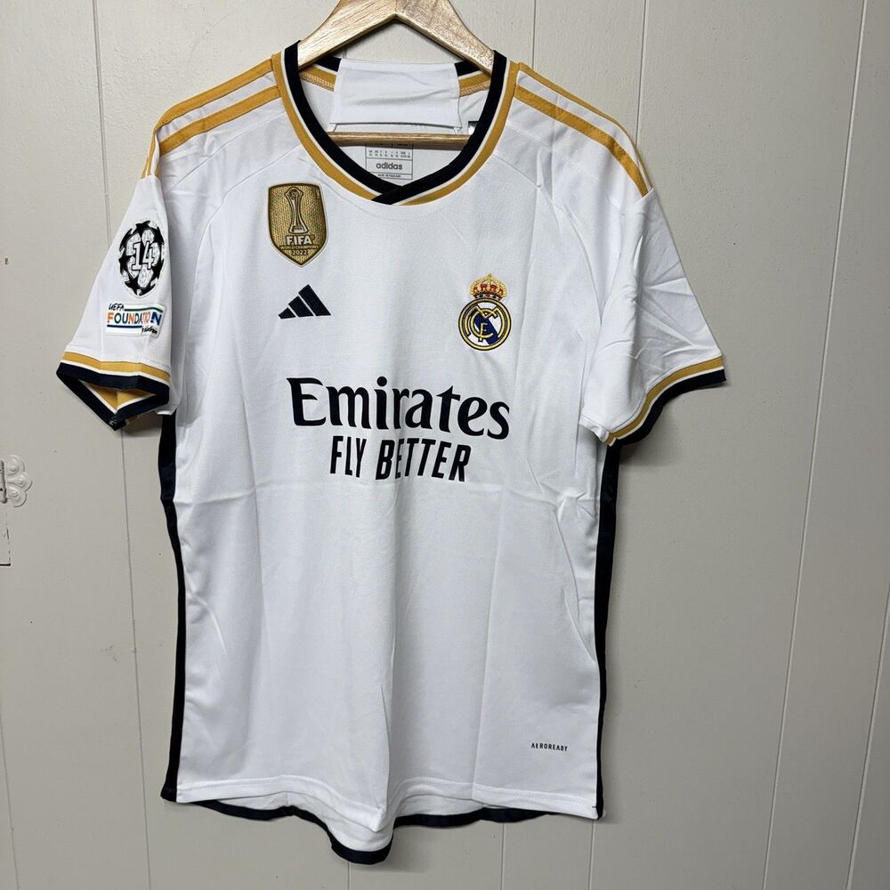 Adidas Real Madrid 23/24 Home Jersey Vini Jr #7 FIFA Patch Slim Fit Men XL NWT